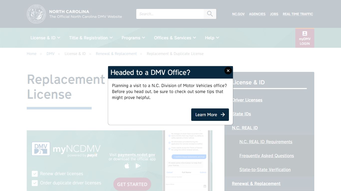 Official NCDMV: Replacement & Duplicate License